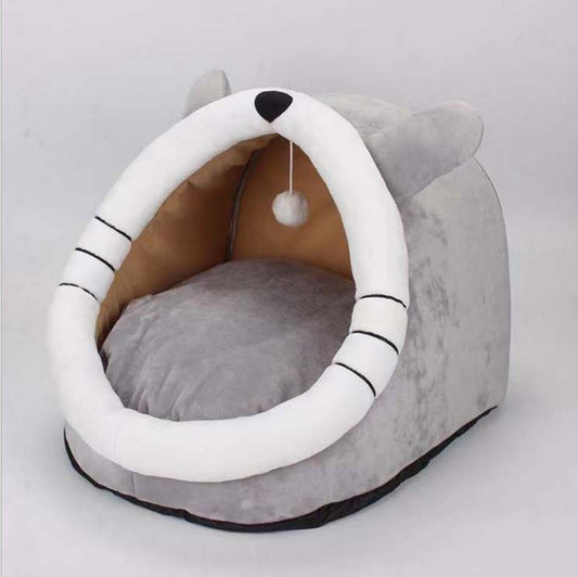 Semi Enclosed Plush Cat Bed