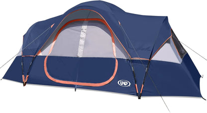 Camping Tent 10-Person-Family Tents, Parties, Music Festival Tent, Big, Easy Up, 5 Large Mesh Windows, Double Layer, 2 Room, Waterproof, Weather Resistant, 18ft x 9ft x78in