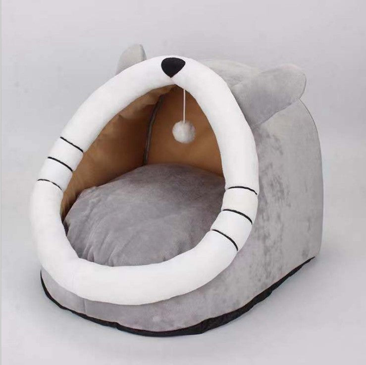 Semi Enclosed Plush Cat Bed
