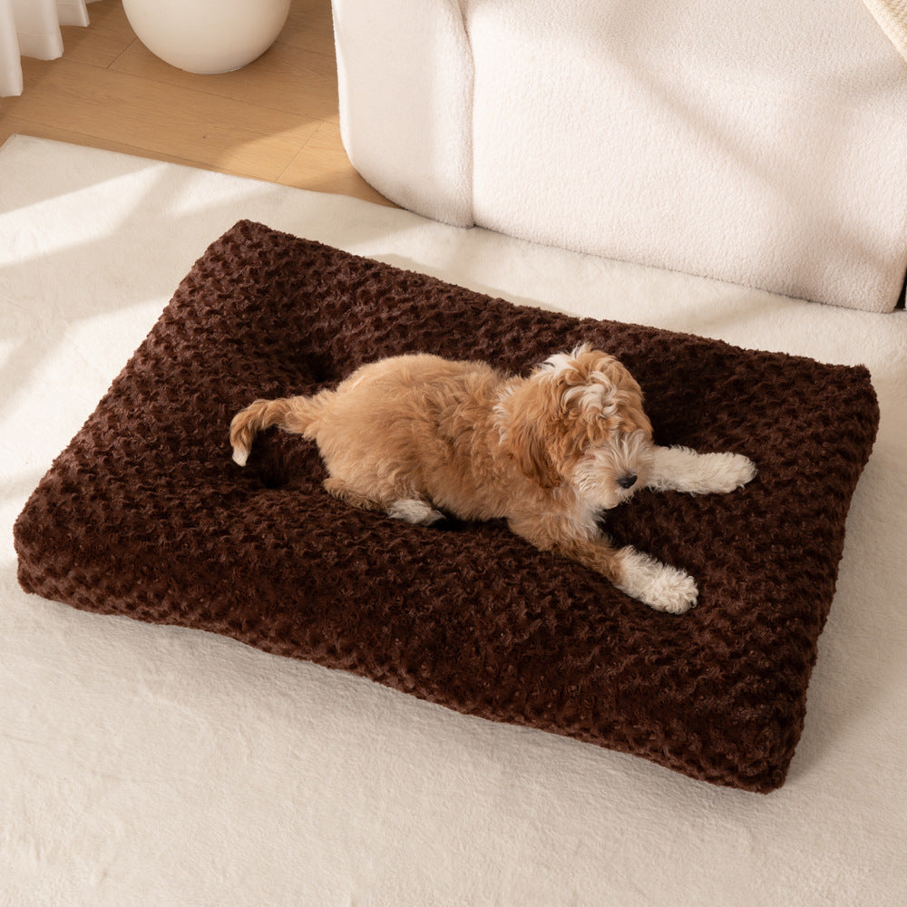 Rectangular Tufted Plush Dog Bed